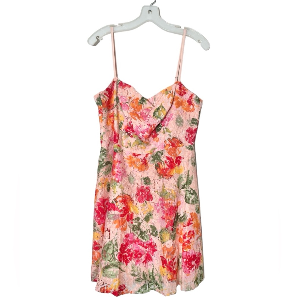 DB Studio David’s Bridal Floral  Patterned Lace Muti- Color Mini Dress